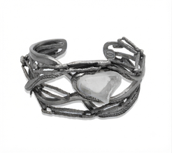 Bracciale Onda in argento 925 invecchiato con Cristallo di Rocca, collezione Intrecci di Tiziana Piola