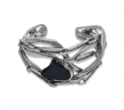 Bracciale Onda in argento 925 invecchiato con Ossidiana, collezione Intrecci di Tiziana Piola